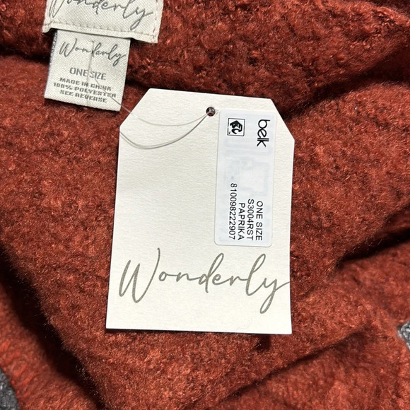 Wonderly Knit long wide wrap scarf 96” length, 22” wide, paprika color  OS - Picture 8 of 10